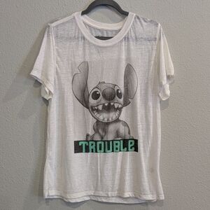Disney Stitch White Graphic T-Shirt